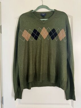 Dockers Olive Green Knit V-Neck Sweater